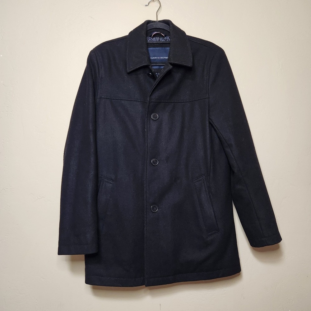 Tommy Hilfiger Men's Wool‎ Blend Pea Coat Black Size Small